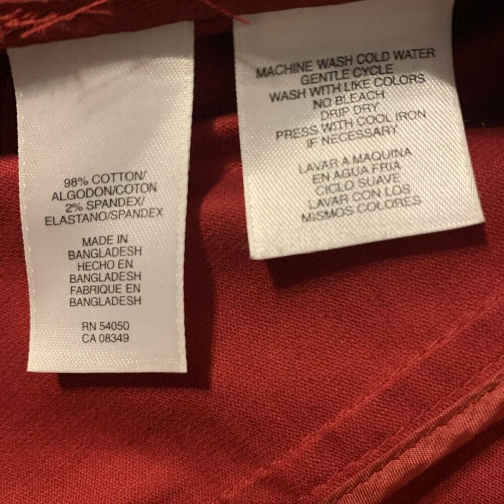 Anne Klein Women Stretch Cotton Blend Red Jacket Button Front Pocket Size Medium - Picture 4 of 4